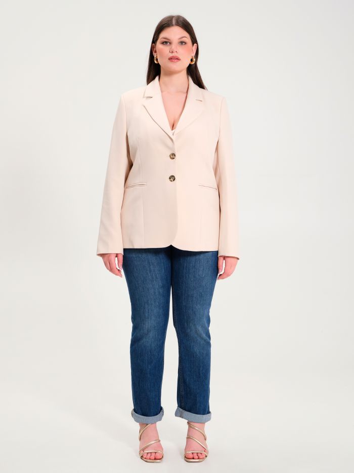 Rinascimento Giacca Curvy a Due Bottoni Beige Vendita Economica
