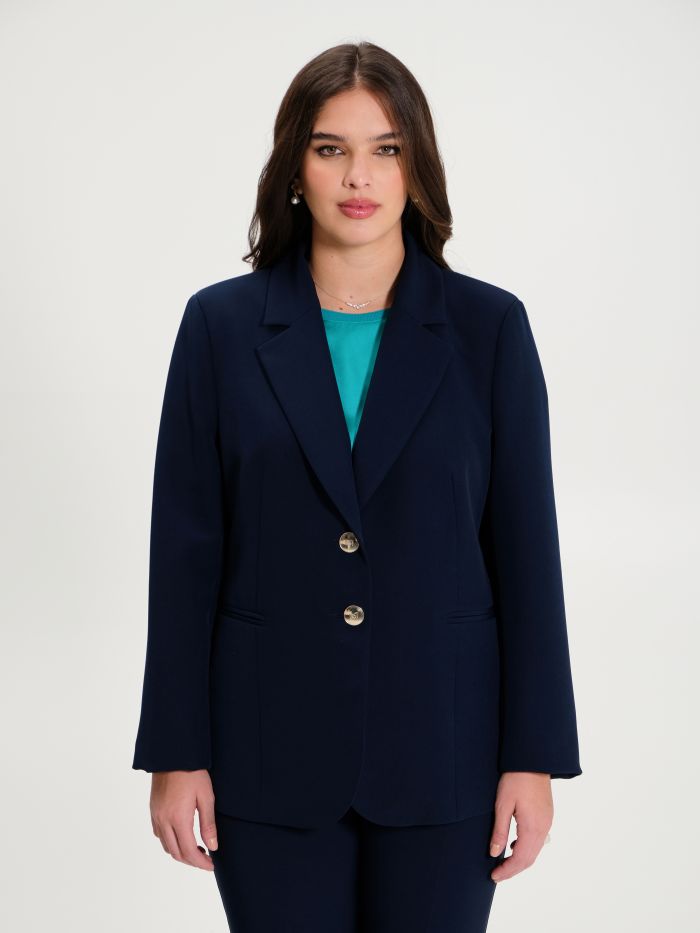 Rinascimento Giacca Curvy a Due Bottoni Blu Navy Negozio