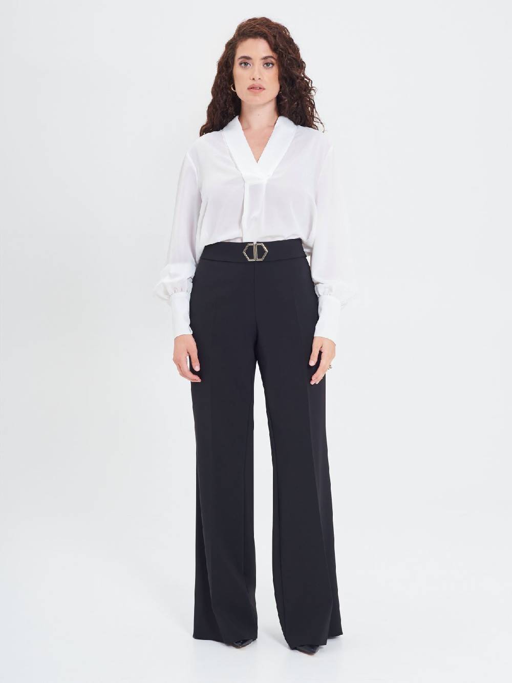 Rinascimento Pantaloni Curvy Fibbia Geometrica In Linea