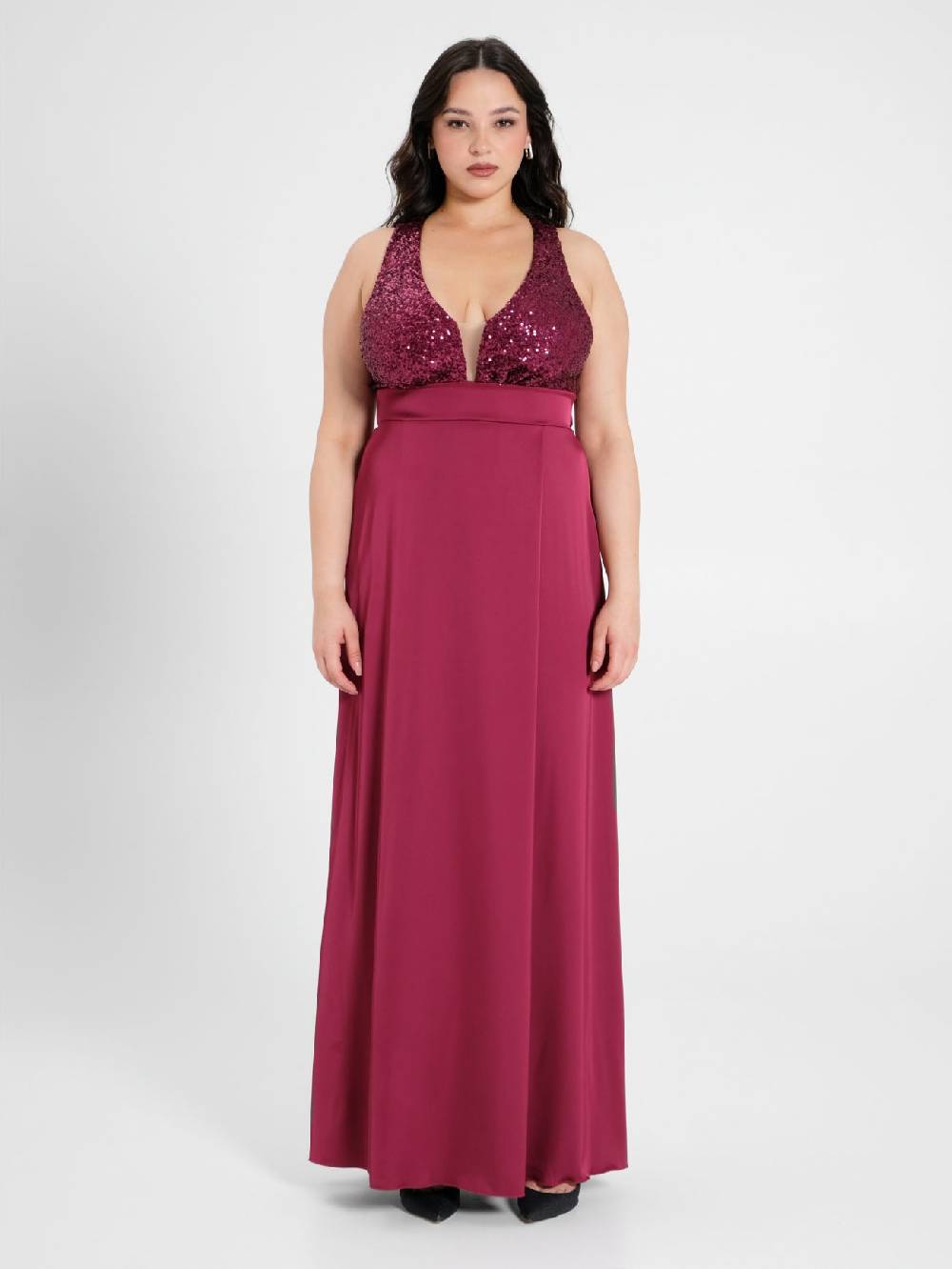 Rinascimento Abito Curvy Paillettes e Raso Spedizione Gratuita