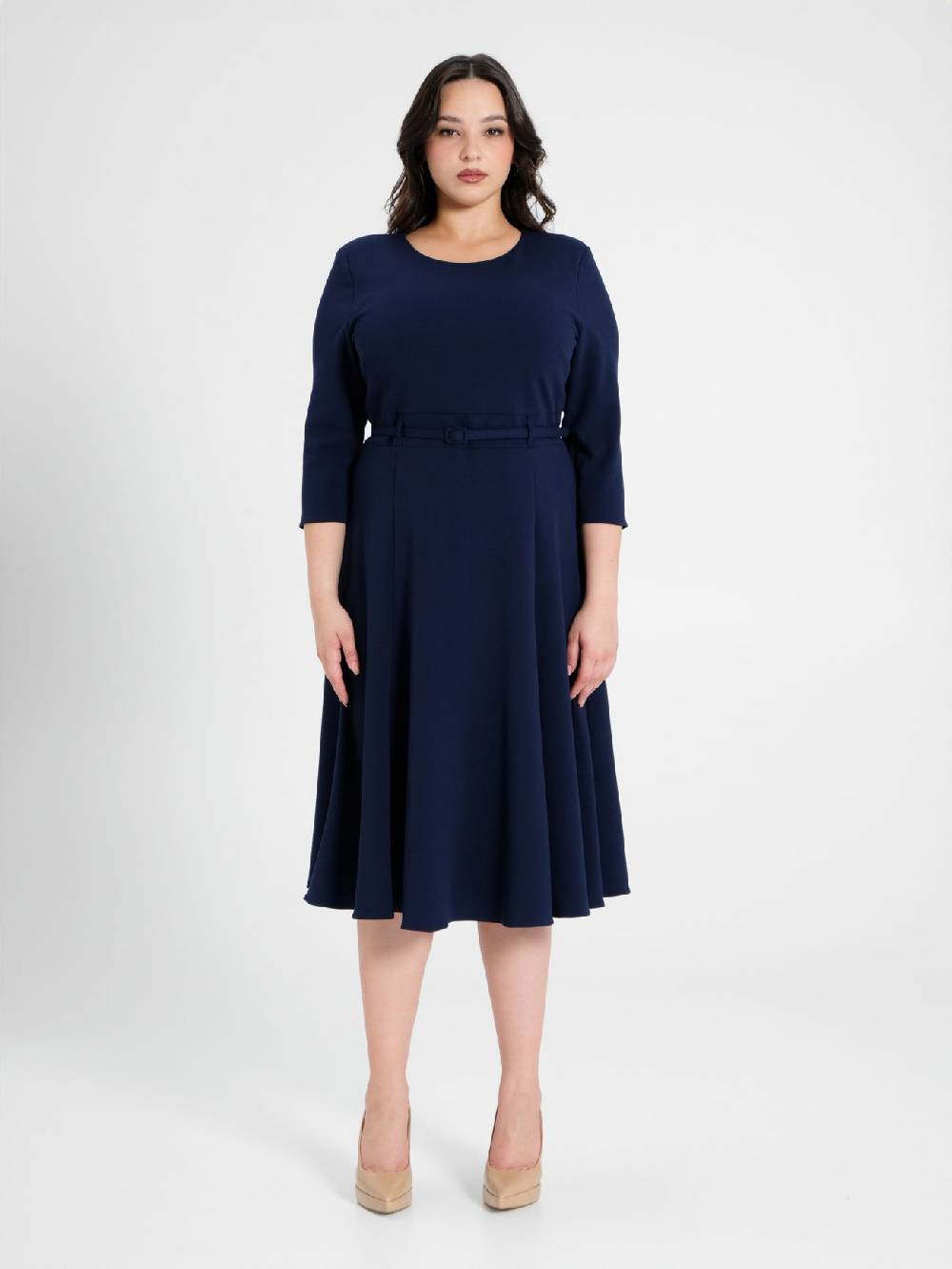 Rinascimento Abito Curvy Midi Blu Pezzi Unici
