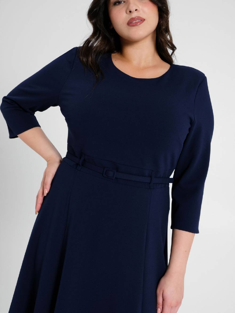 Rinascimento Abito Curvy Midi Blu Pezzi Unici