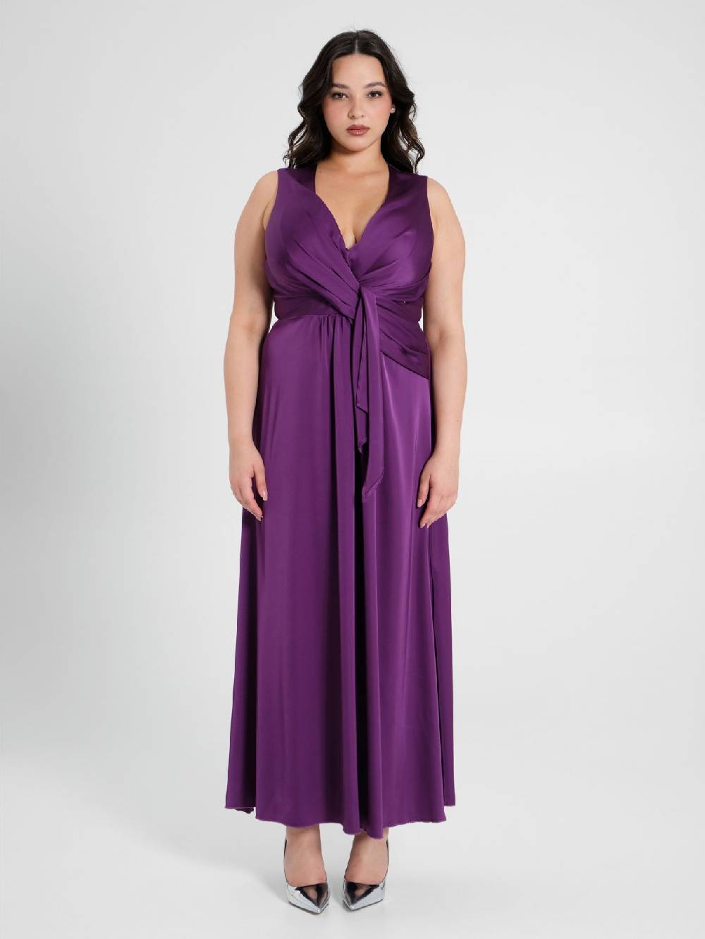 Rinascimento Abito Lungo Curvy Viola Melanzana Qualità Garantita