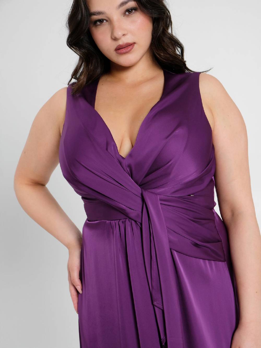 Rinascimento Abito Lungo Curvy Viola Melanzana Qualità Garantita