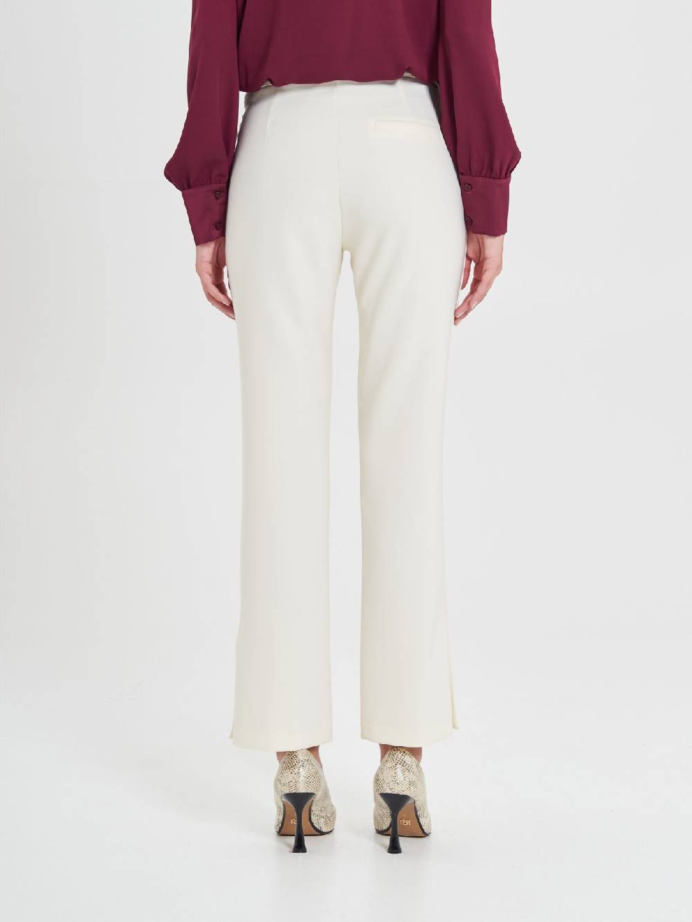 Rinascimento Pantaloni Bianchi in Cadi Operato Donna Promozione Limitata