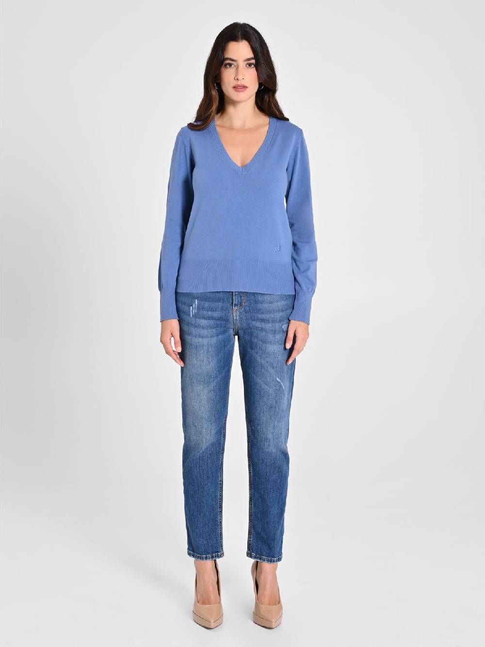 Rinascimento Maglia con Scollo a "V" Blu Avio Ecotec® Online