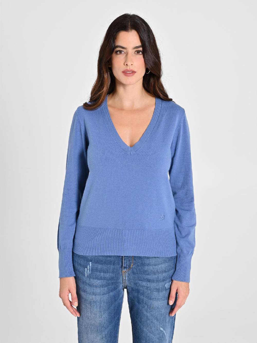 Rinascimento Maglia con Scollo a "V" Blu Avio Ecotec® Online