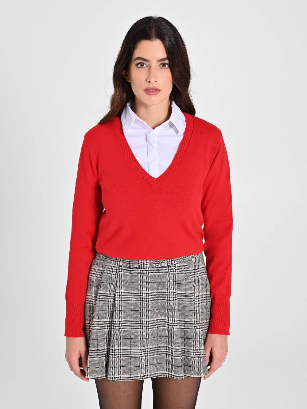 Rinascimento Maglia con Scollo a "V" Rossa Ecotec® In Vendita