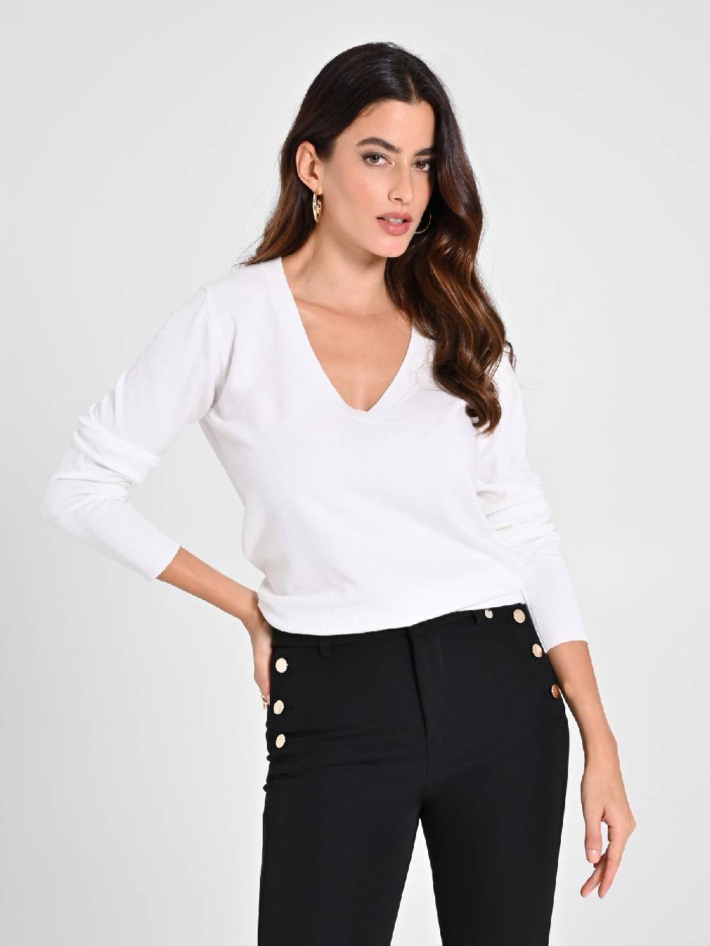 Rinascimento Maglia con Scollo a "V" Bianca Ecotec® Saldi