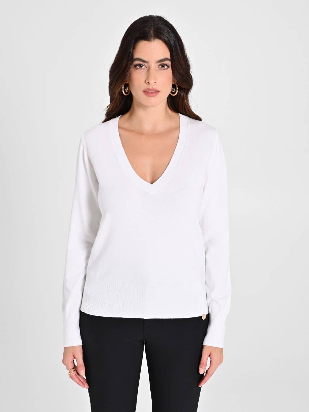 Rinascimento Maglia con Scollo a "V" Bianca Ecotec® Saldi
