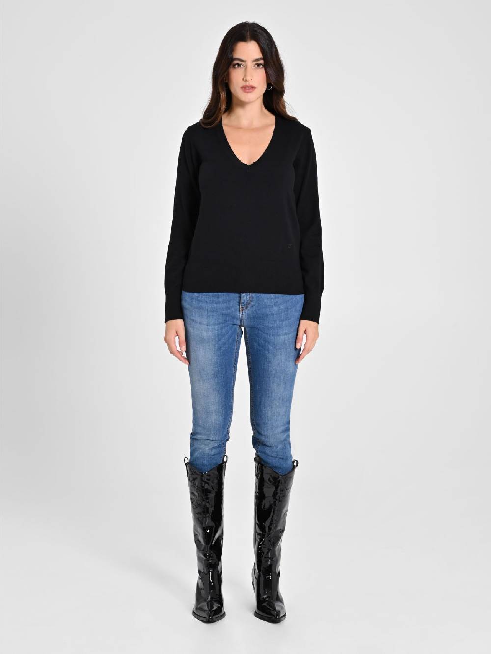 Rinascimento Maglia con Scollo a "V" Nera Ecotec® Offerte