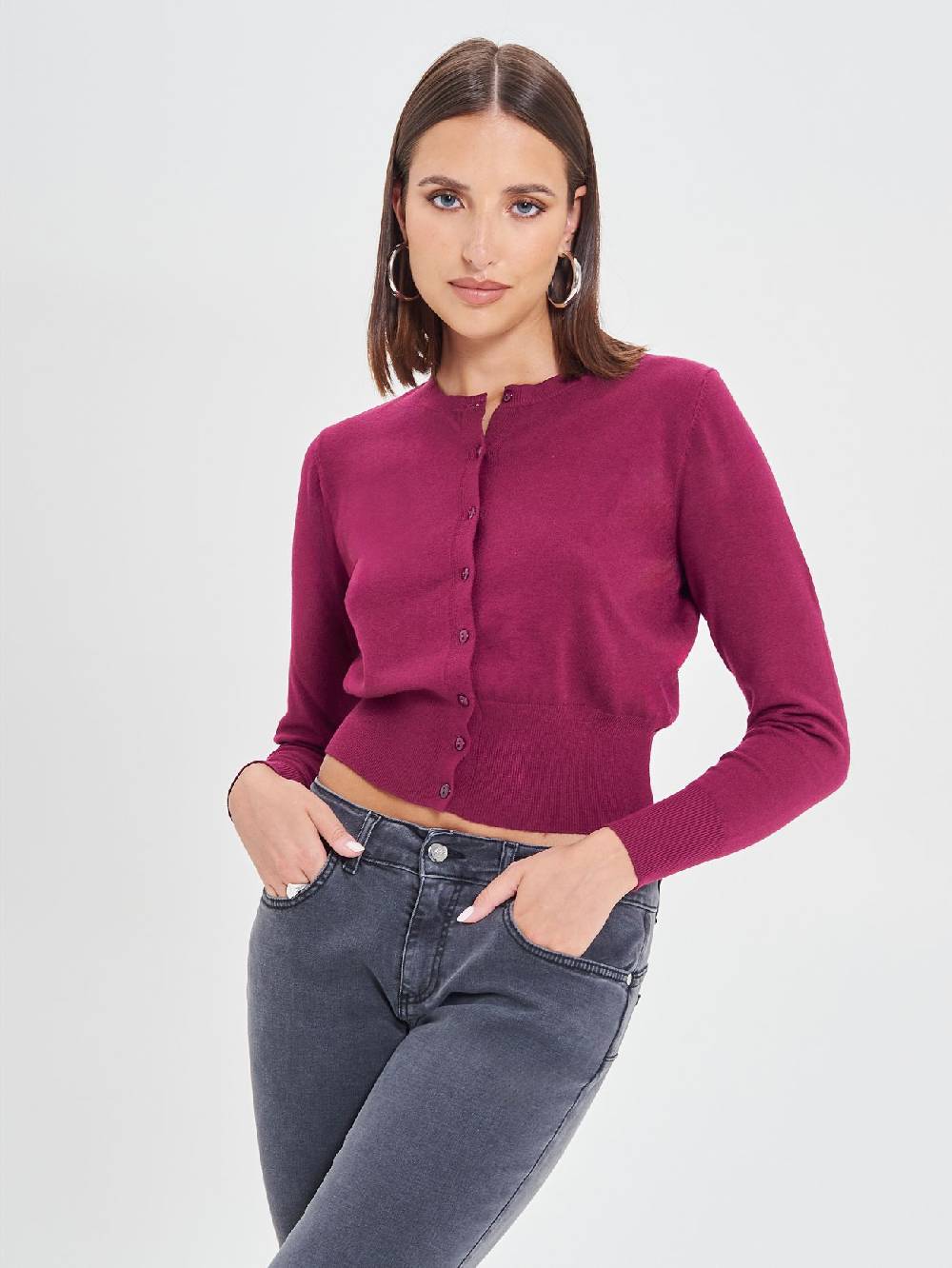 Rinascimento Cardigan Bordeaux in Maglia Eco Vero® Hotsell