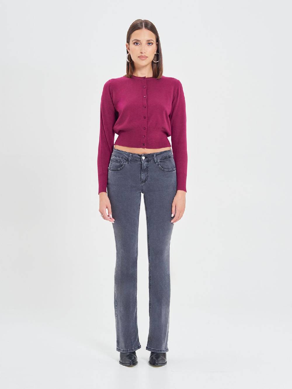 Rinascimento Cardigan Bordeaux in Maglia Eco Vero® Hotsell