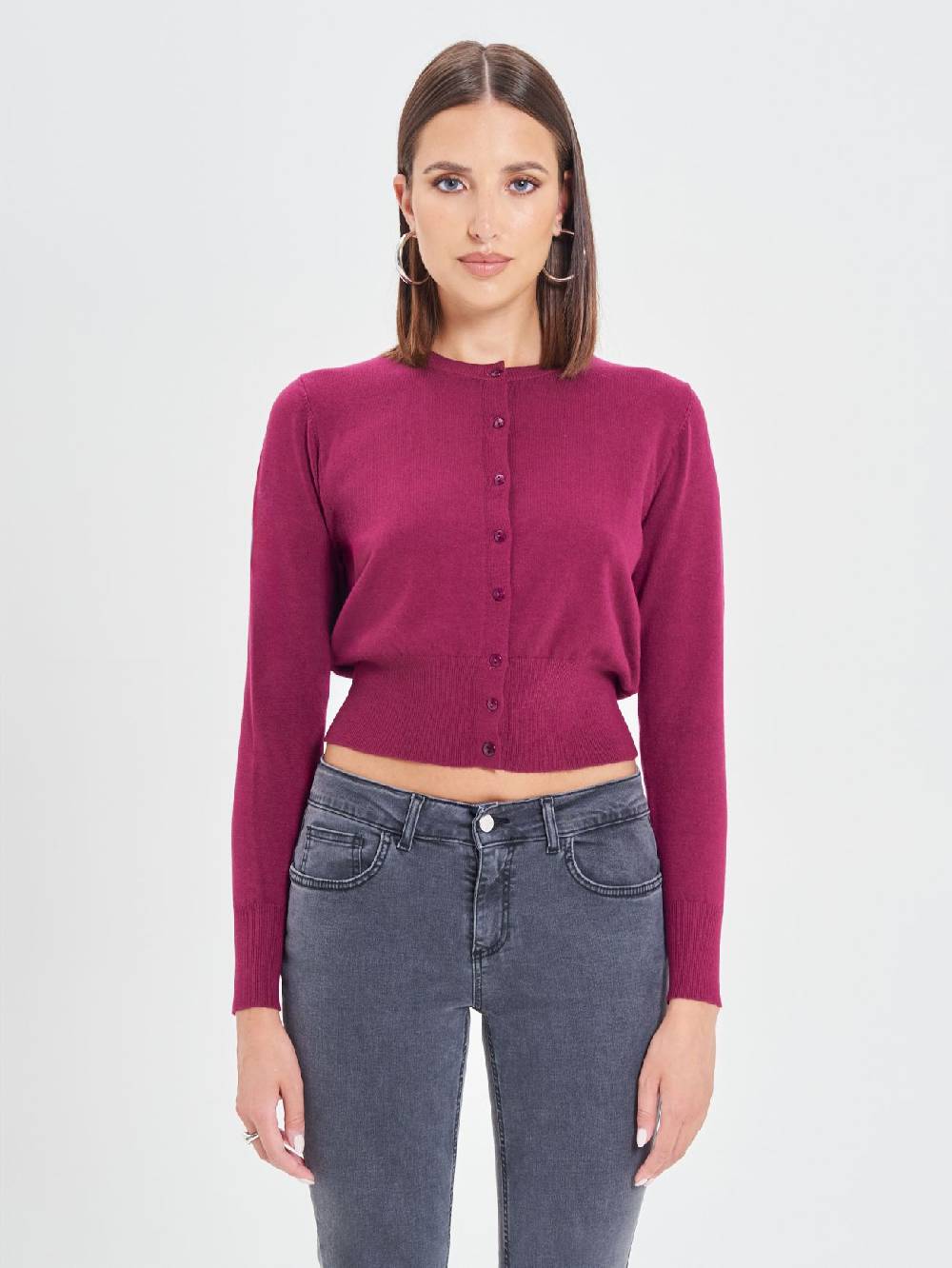 Rinascimento Cardigan Bordeaux in Maglia Eco Vero® Hotsell