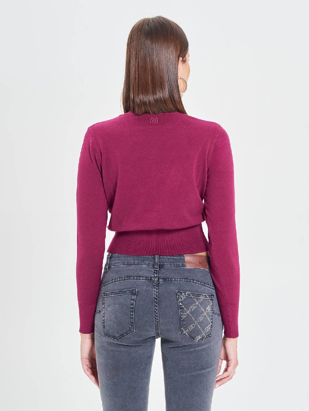 Rinascimento Cardigan Bordeaux in Maglia Eco Vero® Hotsell