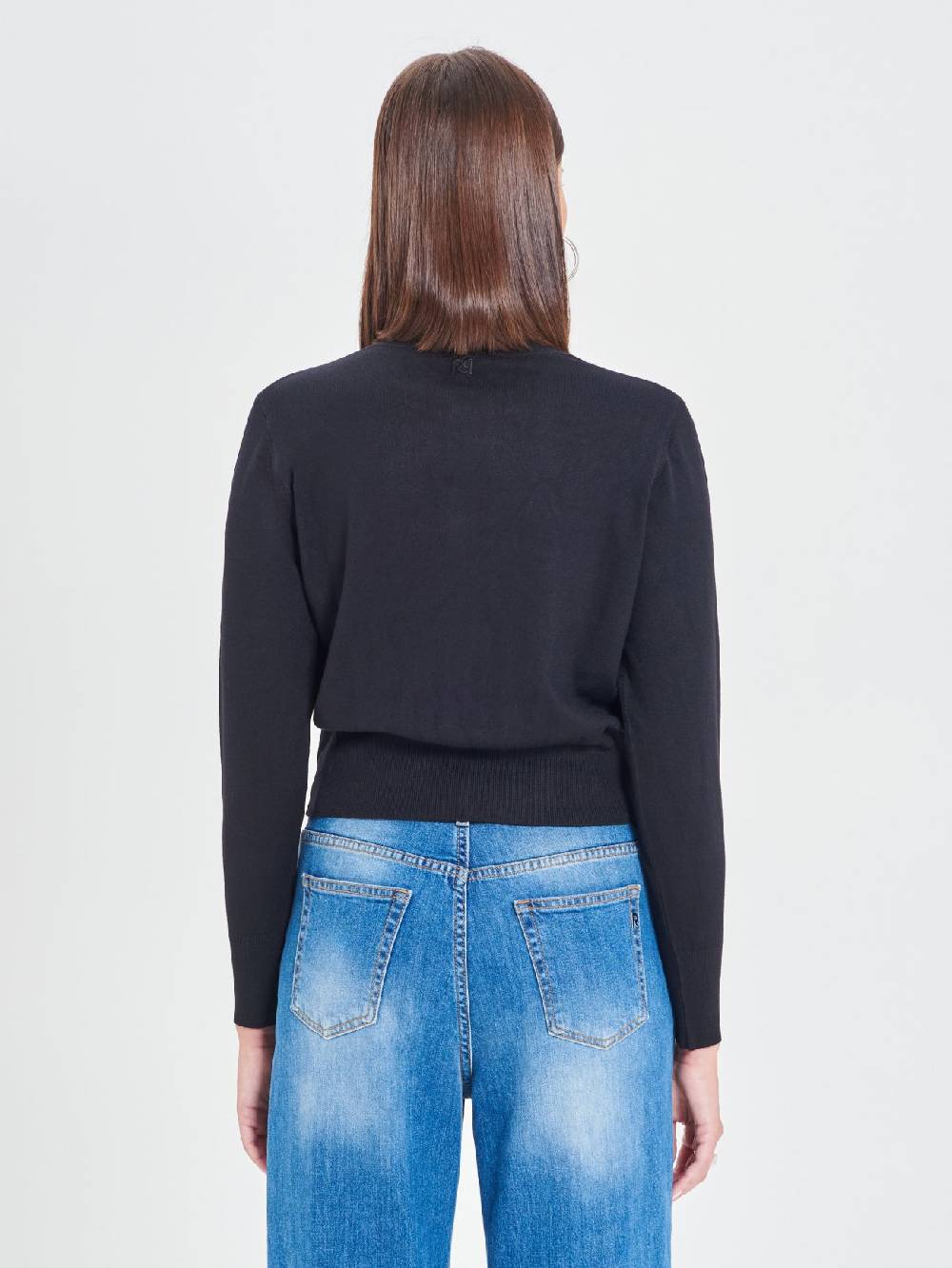 Rinascimento Cardigan Nero in Maglia Eco Vero® Vendita Calda