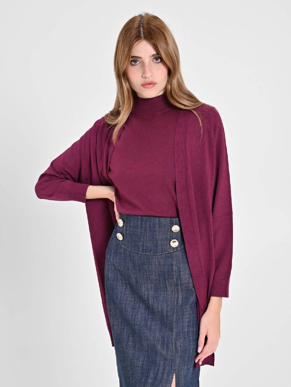 Rinascimento Cardigan Bordeaux in Maglia Vendita Economica