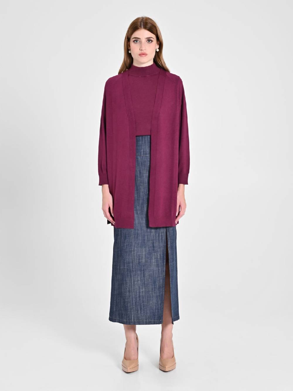 Rinascimento Cardigan Bordeaux in Maglia Vendita Economica