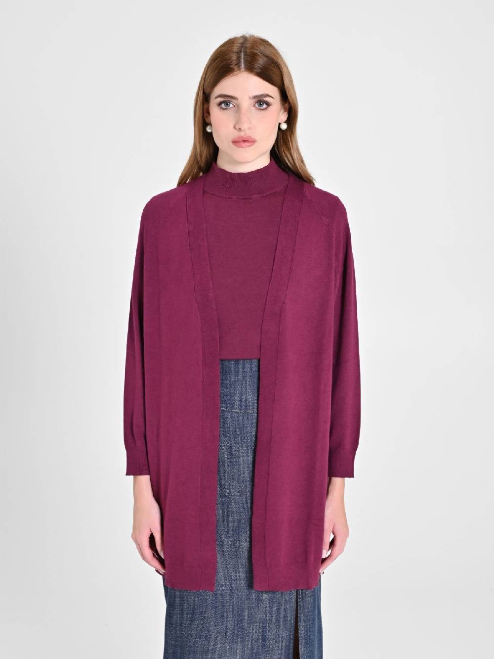 Rinascimento Cardigan Bordeaux in Maglia Vendita Economica