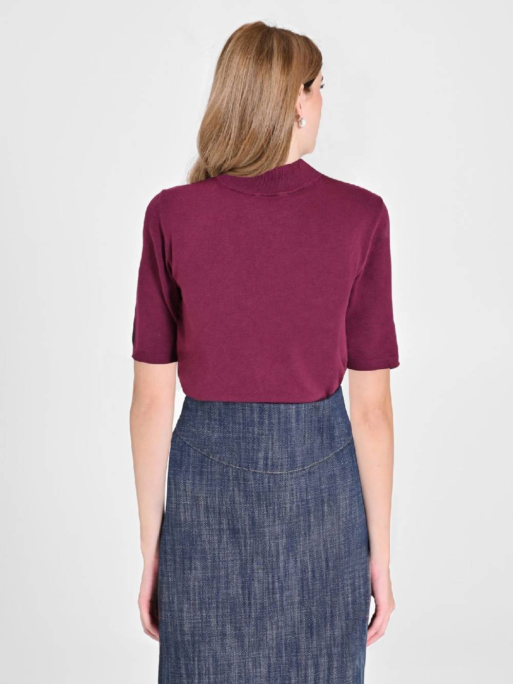 Rinascimento Lupetto Mezza Manica Bordeaux Saldi Di Fabbrica
