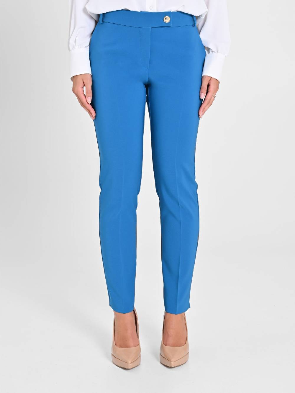 Rinascimento Pantaloni Straight in Tessuto Tecnico Blu Oceano Italy