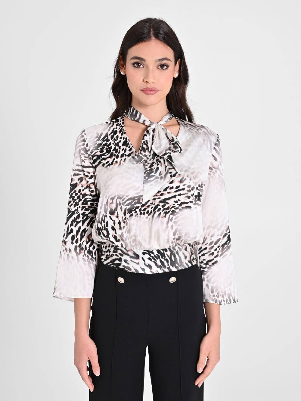 Rinascimento Blusa Animalier con Fiocco Negozi Online