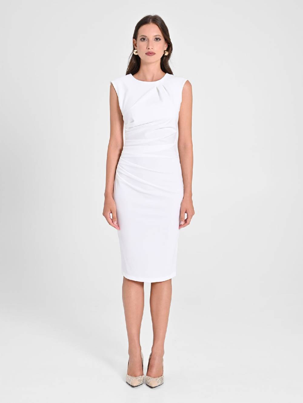 Rinascimento Tubino Drappeggiato Bianco Sottocosto