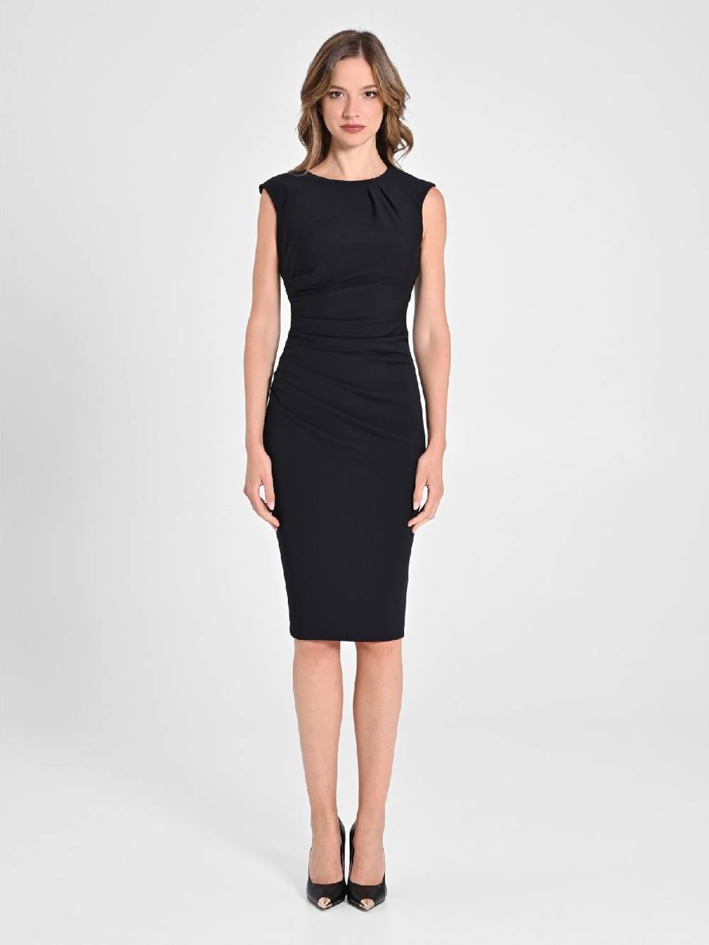 Rinascimento Tubino Drappeggiato Nero Outlet