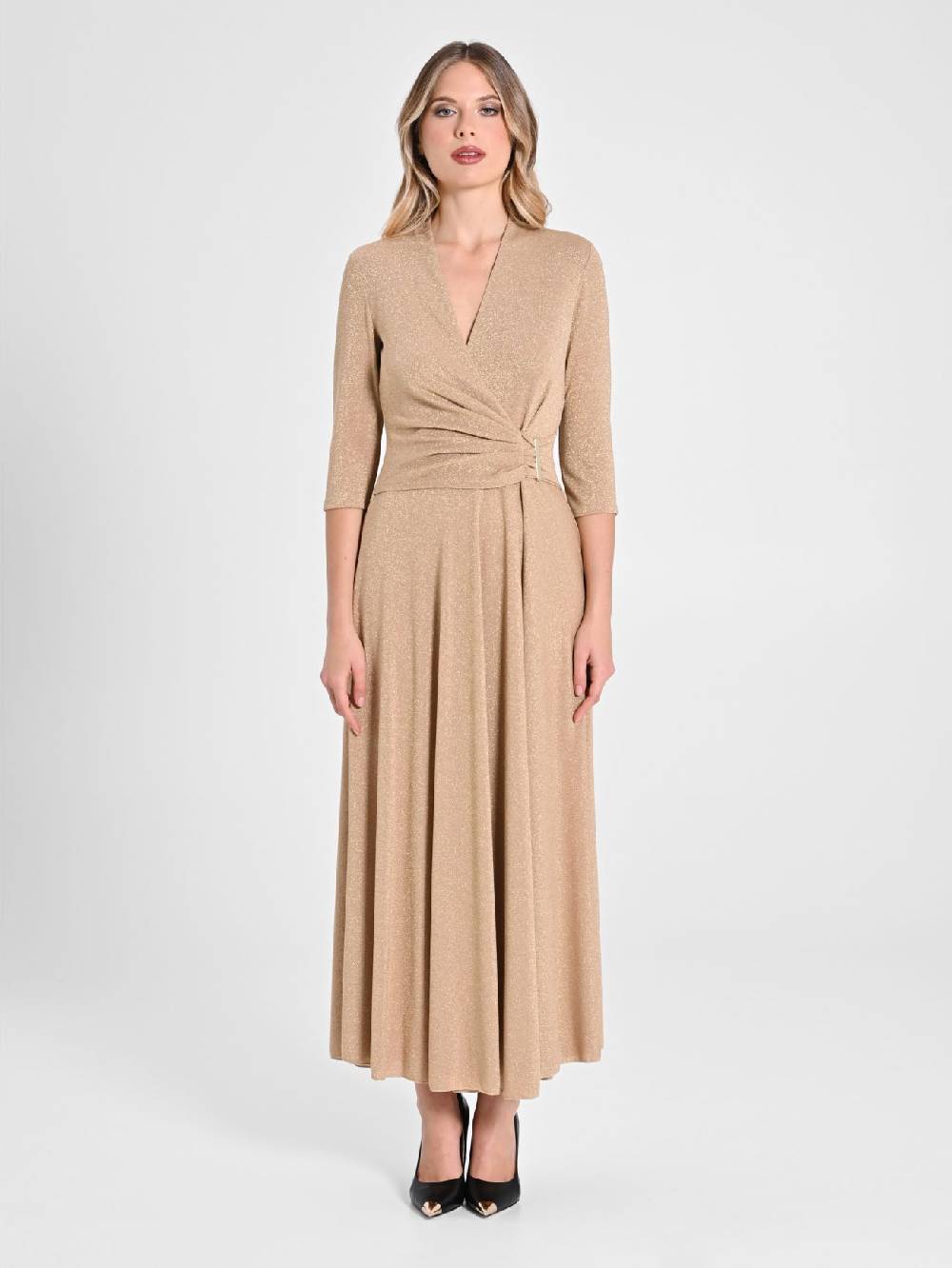 Rinascimento Abito Lungo Lurex Gold Offerte