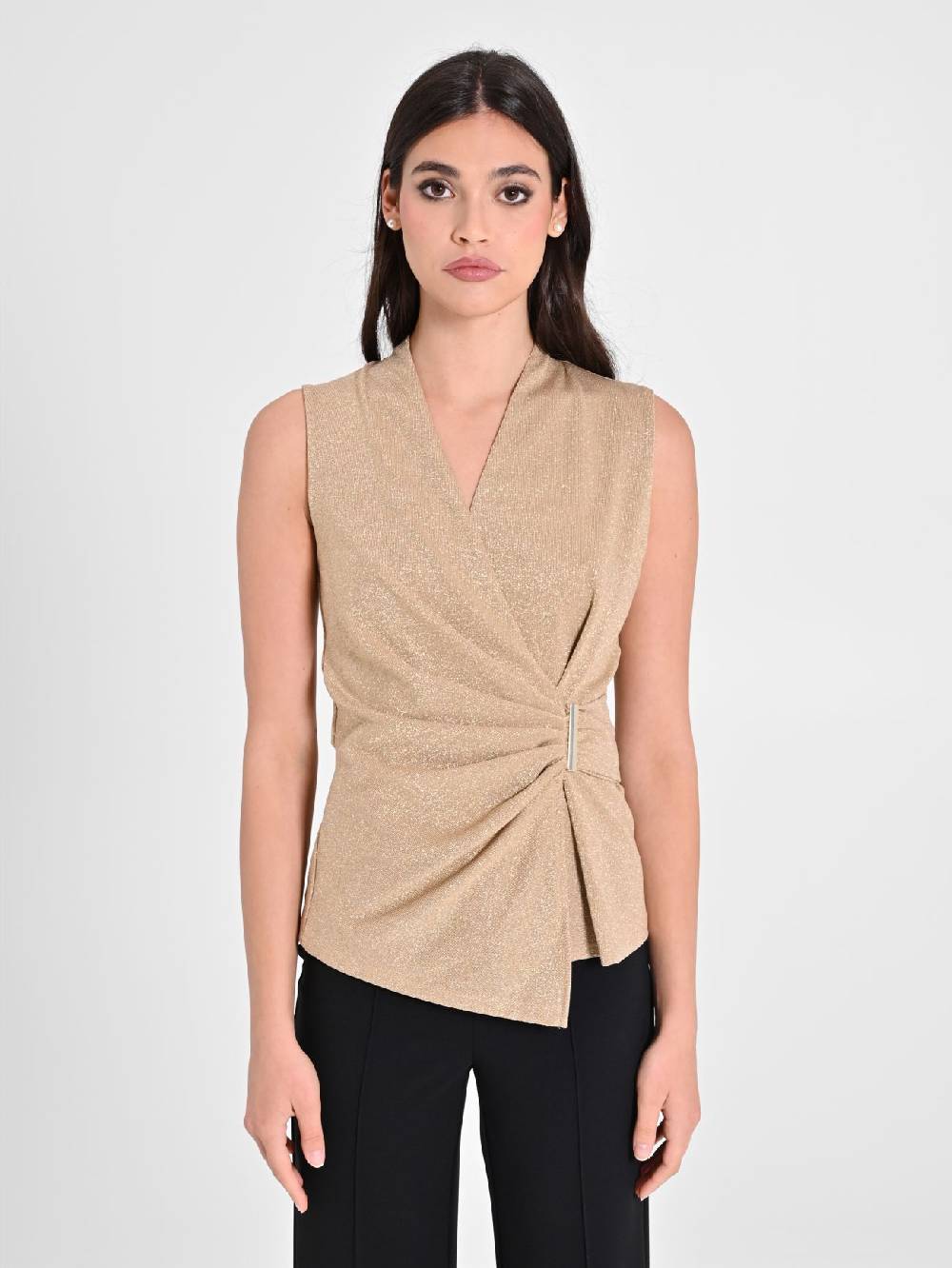 Rinascimento Top in Lurex Oro Vendita Calda