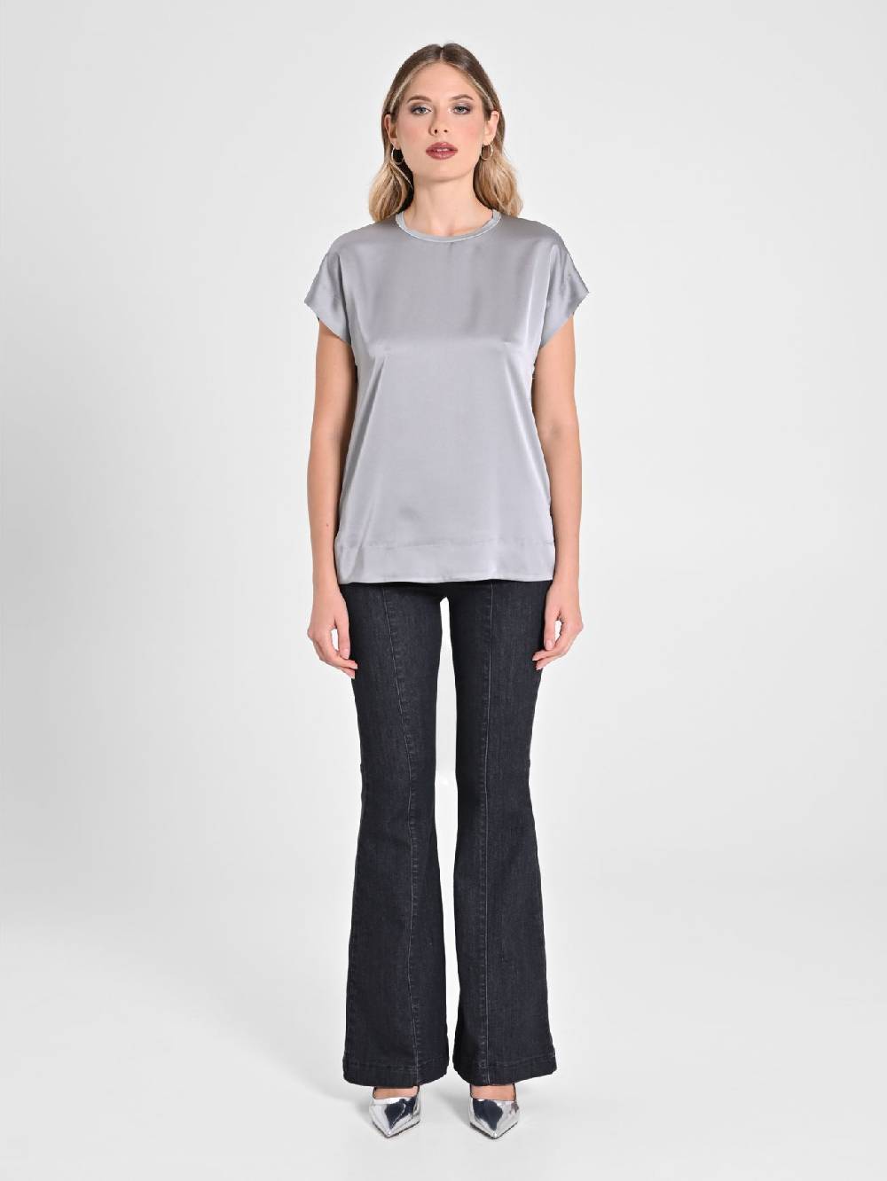 Rinascimento Blusa Envers Satin Grigia Saldi Di Fabbrica