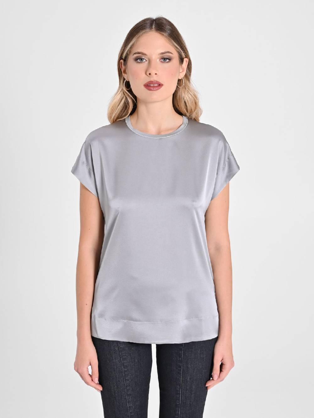 Rinascimento Blusa Envers Satin Grigia Saldi Di Fabbrica