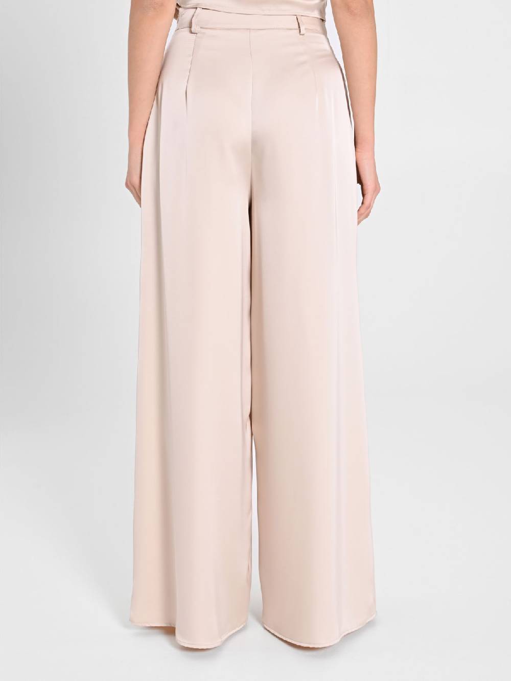 Rinascimento Pantaloni Palazzo in Satin Beige In Saldo