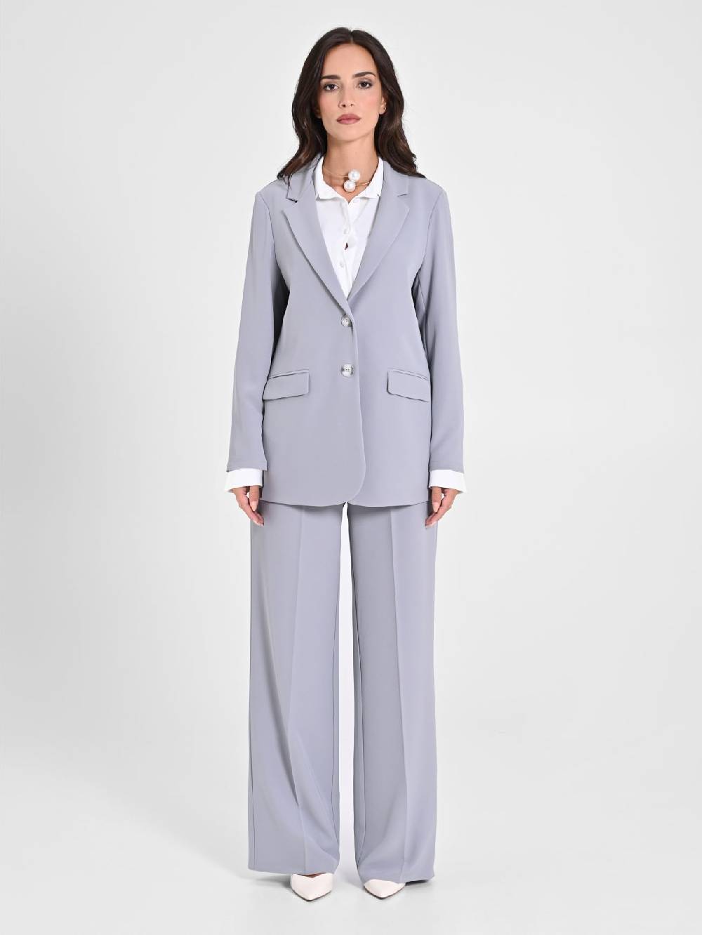 Rinascimento Giacca Grigia in Crepe Moda