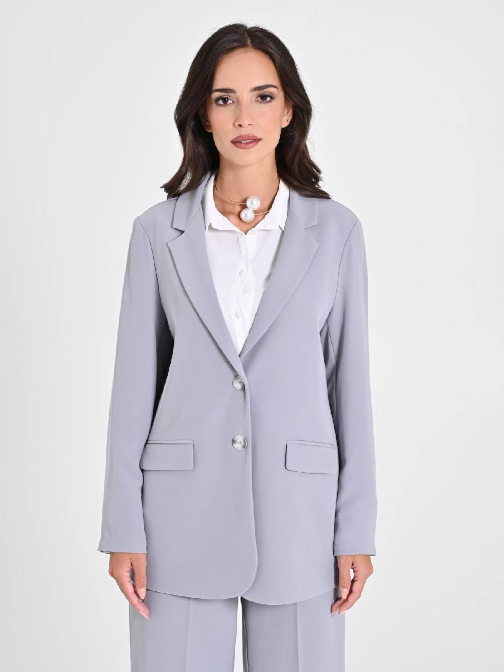 Rinascimento Giacca Grigia in Crepe Moda