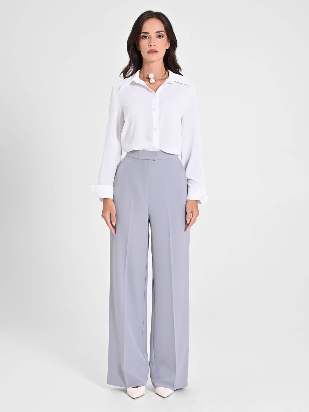 Rinascimento Pantalone Palazzo Grigio in Crepe Spedizione gratuita