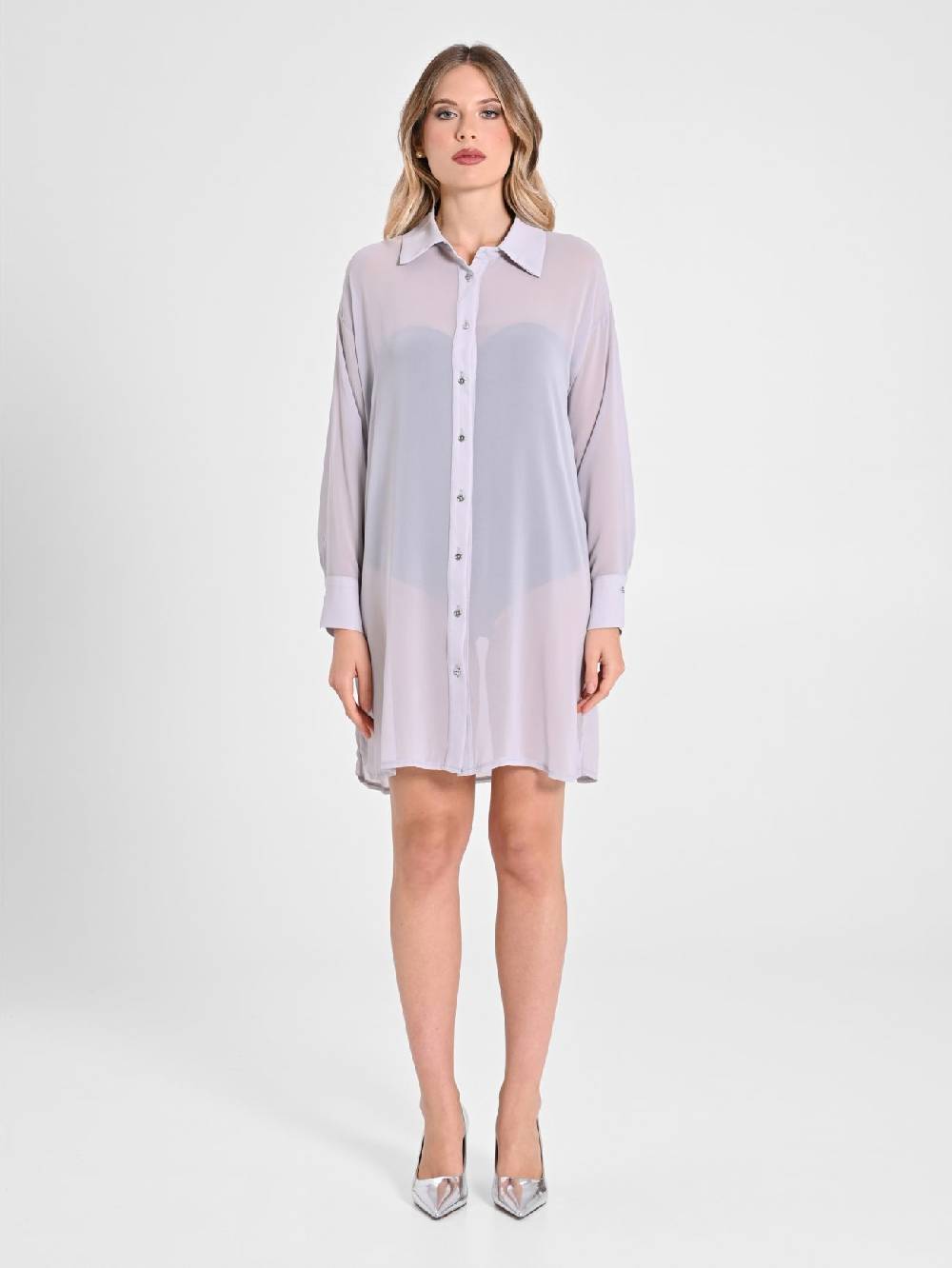 Rinascimento Camicia Lunga in Crepe Georgette Sconto di tempo limitato