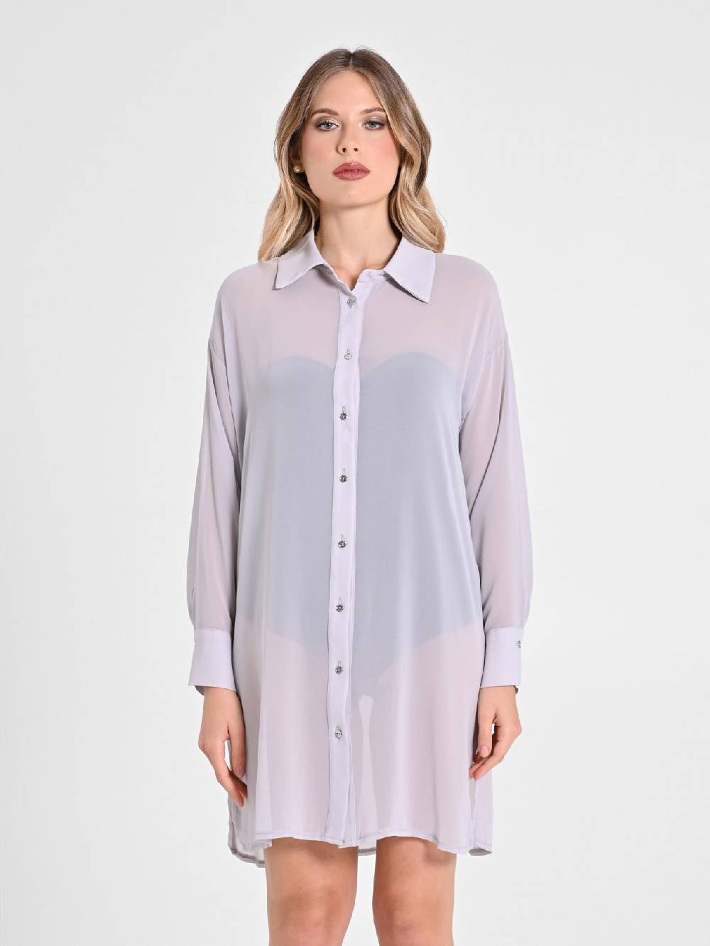 Rinascimento Camicia Lunga in Crepe Georgette Sconto di tempo limitato