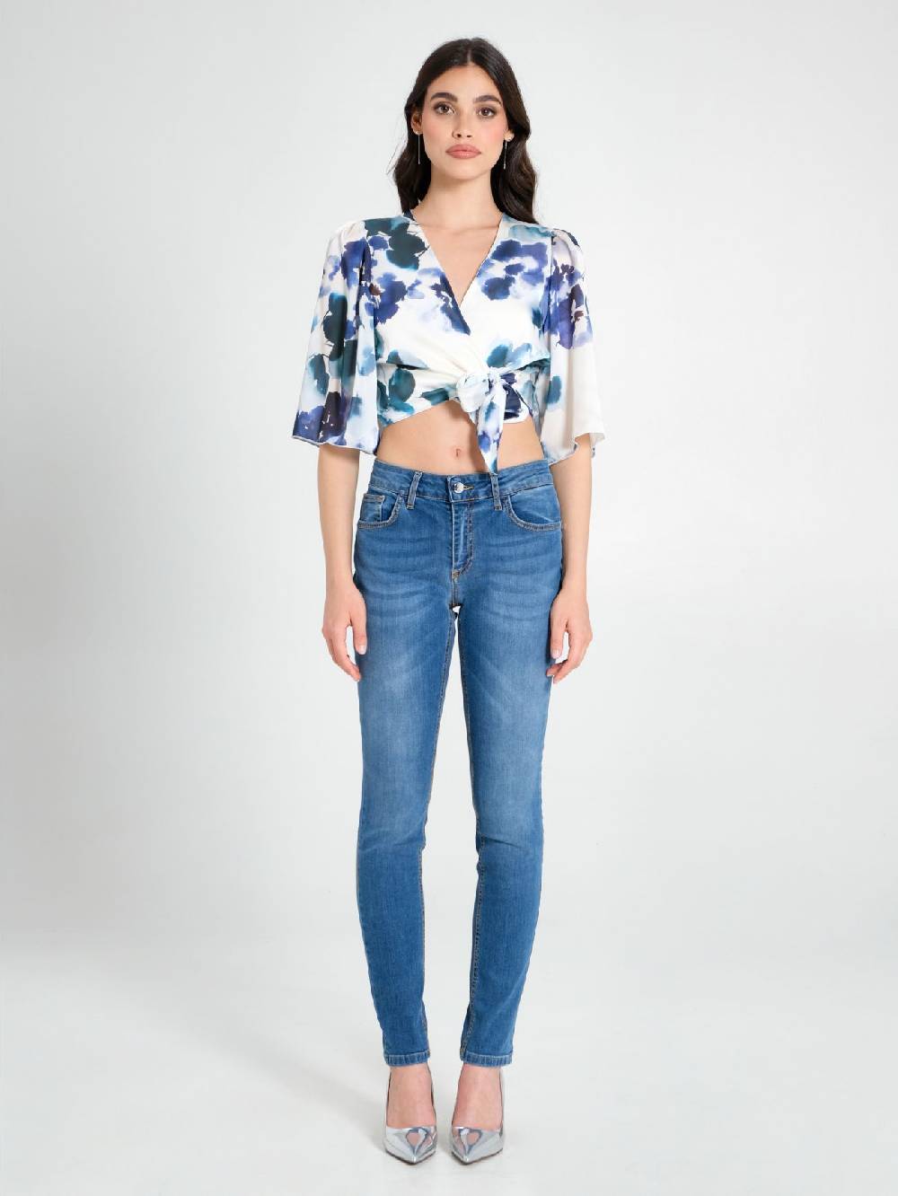 Rinascimento Blusa Incrociata Stampa Floreale Grande vendita