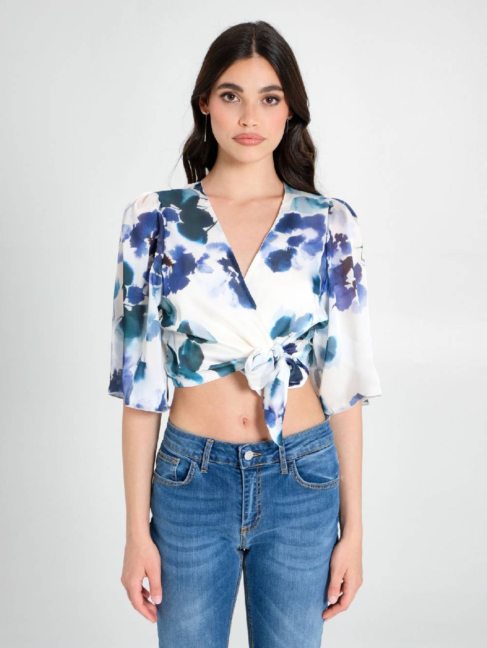 Rinascimento Blusa Incrociata Stampa Floreale Grande vendita