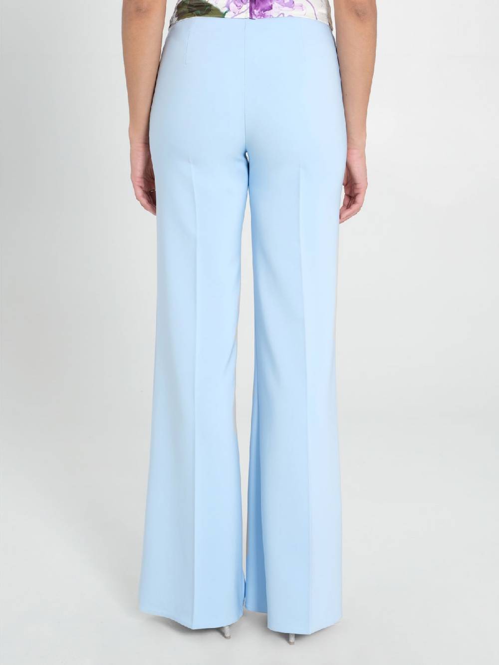 Rinascimento Pantaloni Palazzo in Tessuto Tecnico Azzurro Donna Offerta esclusiva