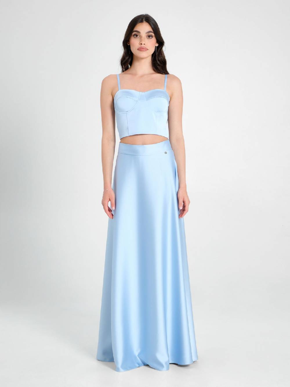 Rinascimento Top Bustier in Raso Strutturato Azzurro Cyber Monday