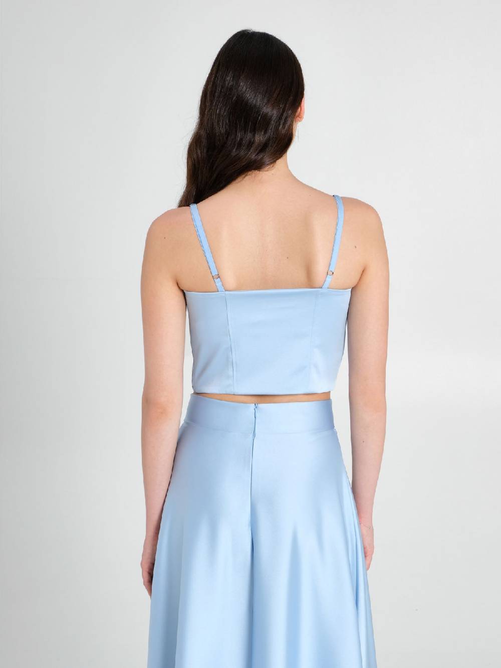 Rinascimento Top Bustier in Raso Strutturato Azzurro Cyber Monday