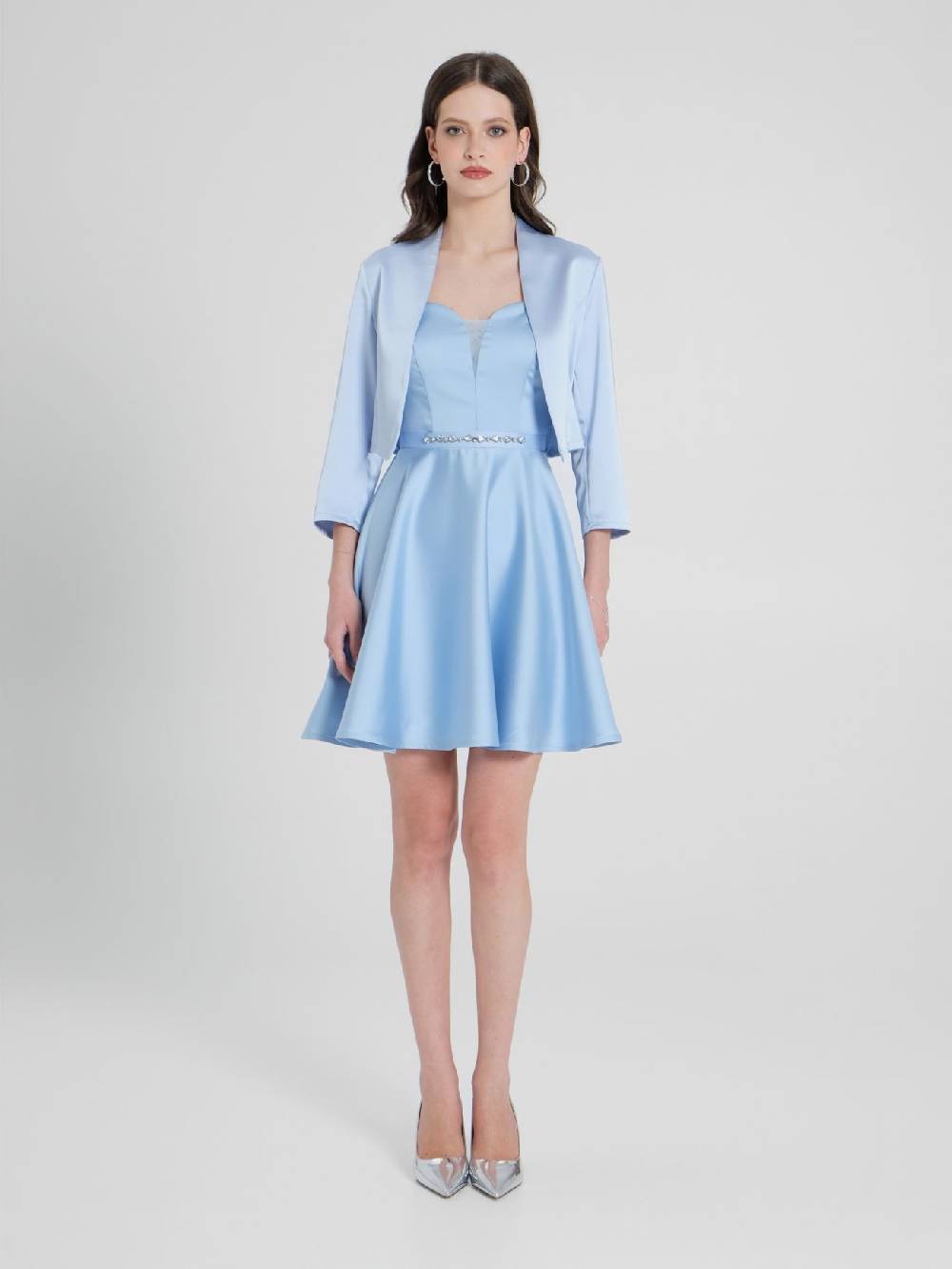 Rinascimento Coprispalle in Raso Strutturato Azzurro Offerta Anniversario