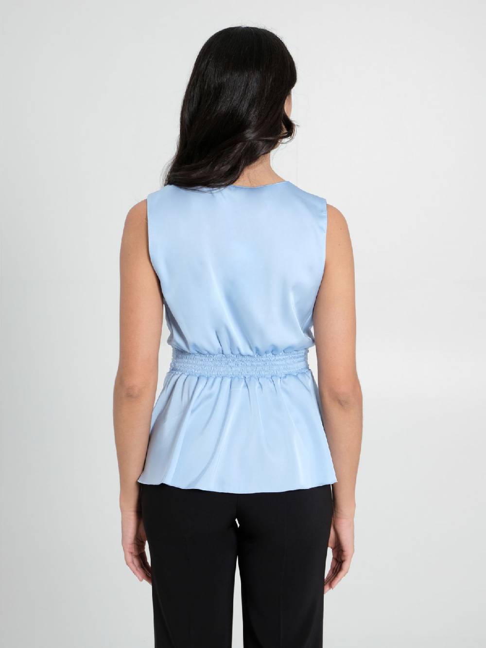 Rinascimento Top in Raso Azzurro Vendita calda