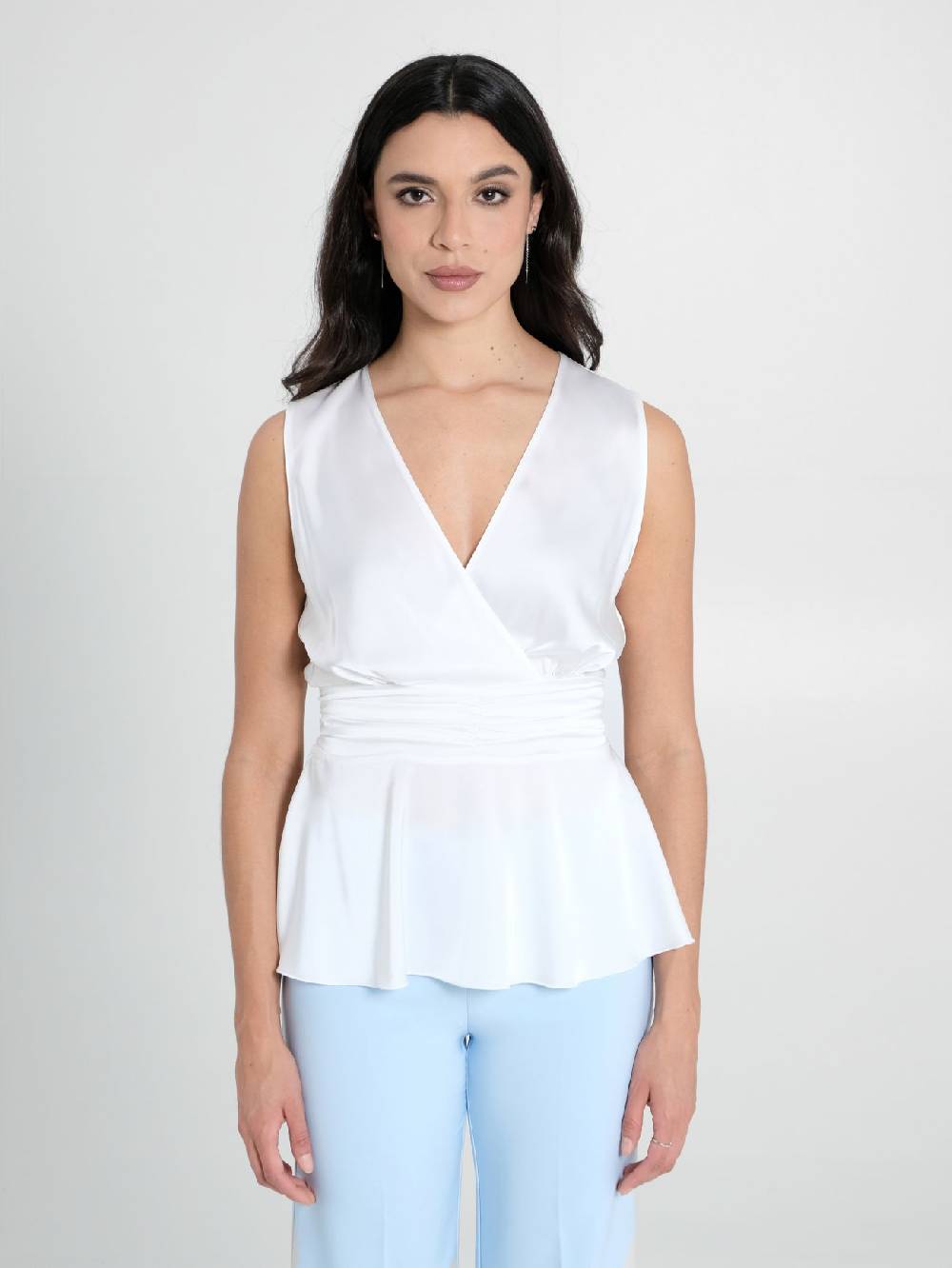 Rinascimento Top in Raso Bianco Offerta migliore