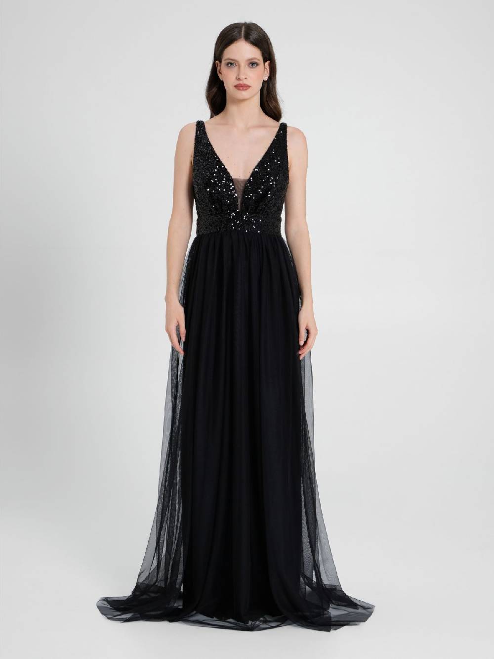 Rinascimento Abito Lungo Paillettes & Tulle Sconto di tempo limitato