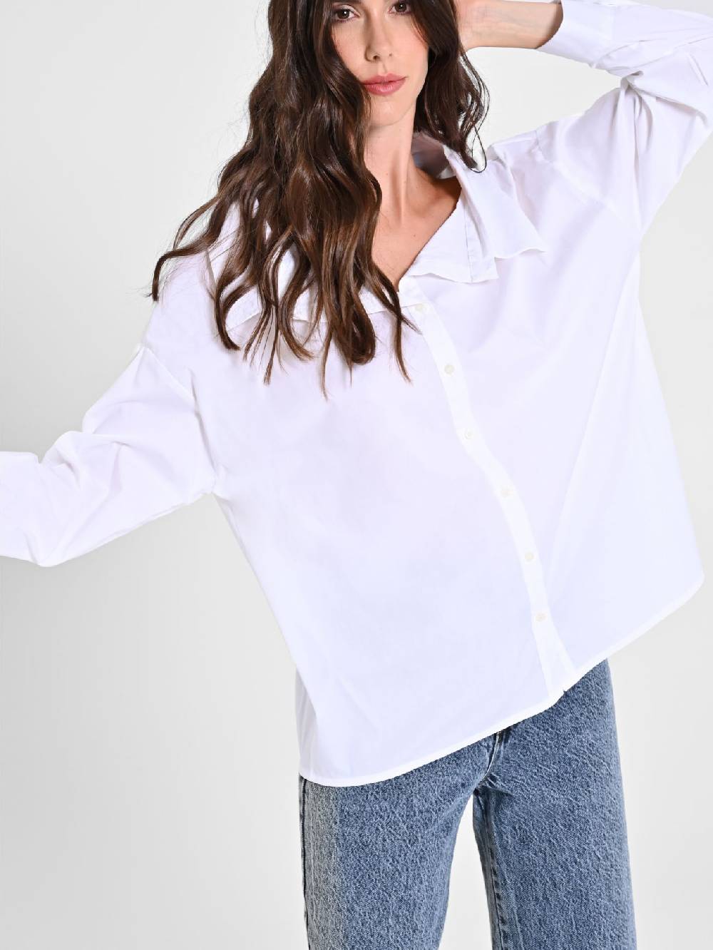 Rinascimento Camicia in Cotone con Collo Aperto Offerta speciale