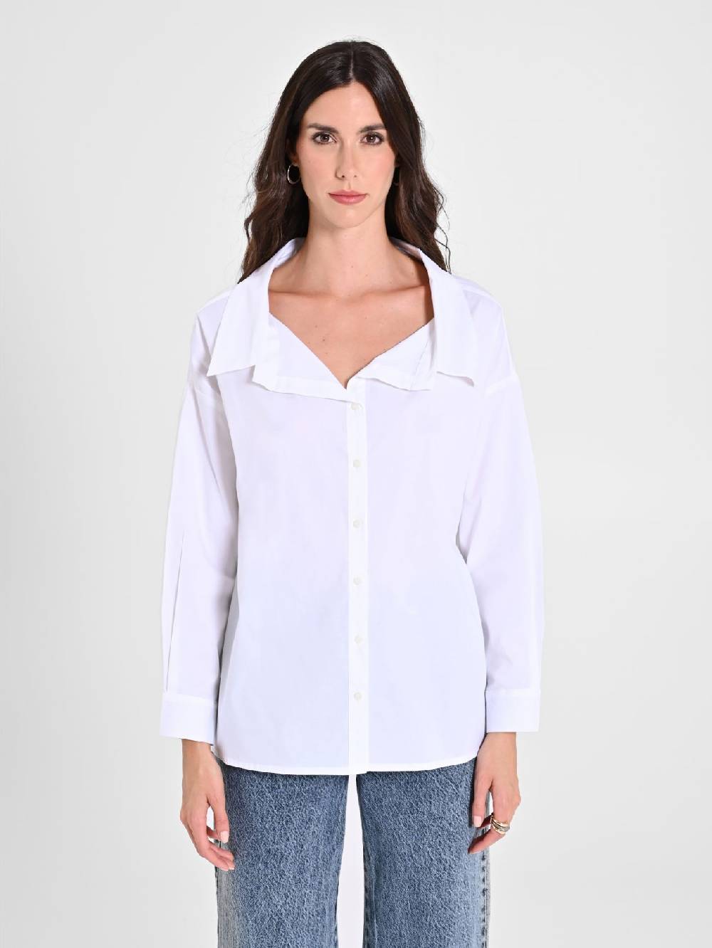 Rinascimento Camicia in Cotone con Collo Aperto Offerta speciale
