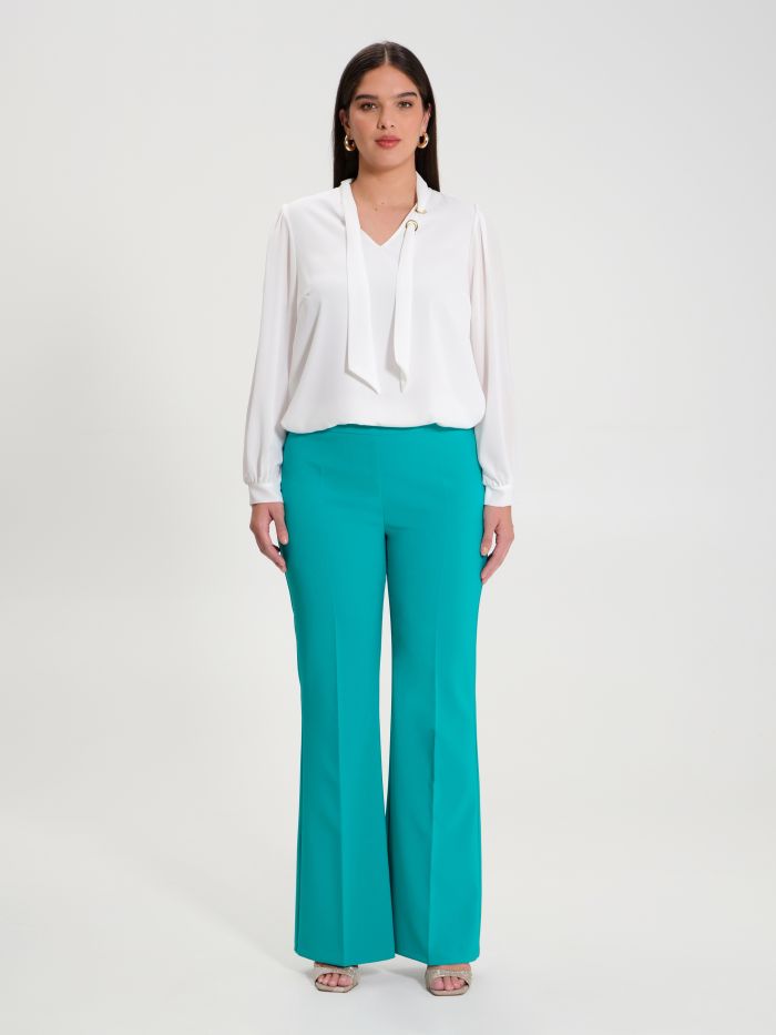 Rinascimento Pantaloni Curvy a Palazzo in Tessuto Tecnico Offerta natalizia